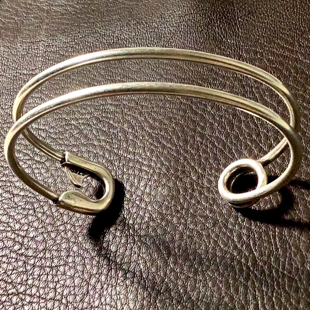 Sterling Silver Pin Open Bracelet